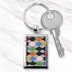 Leather Colorful Diamond Design Key Chains (rectangle)  by Nexatart