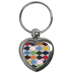 Leather Colorful Diamond Design Key Chains (heart)  by Nexatart