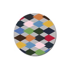 Leather Colorful Diamond Design Magnet 3  (round) by Nexatart