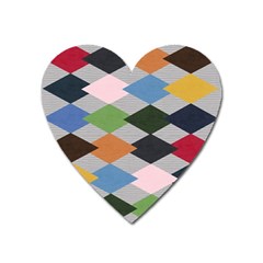 Leather Colorful Diamond Design Heart Magnet by Nexatart