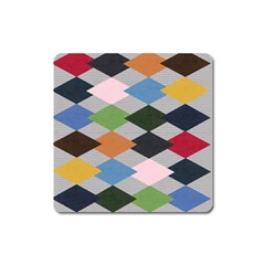 Leather Colorful Diamond Design Square Magnet by Nexatart