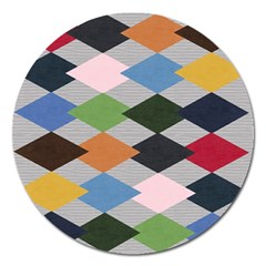 Leather Colorful Diamond Design Magnet 5  (round) by Nexatart