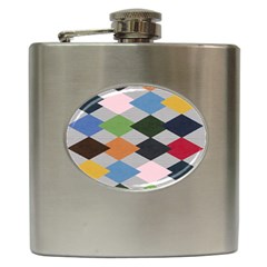 Leather Colorful Diamond Design Hip Flask (6 Oz) by Nexatart