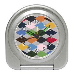 Leather Colorful Diamond Design Travel Alarm Clocks by Nexatart