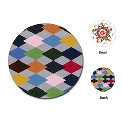 Leather Colorful Diamond Design Playing Cards (round)  by Nexatart