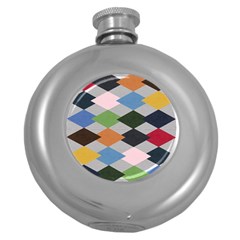 Leather Colorful Diamond Design Round Hip Flask (5 Oz) by Nexatart