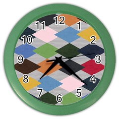 Leather Colorful Diamond Design Color Wall Clocks by Nexatart