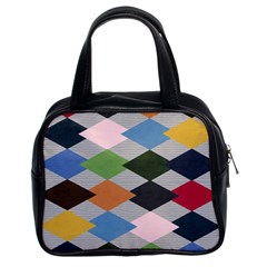 Leather Colorful Diamond Design Classic Handbags (2 Sides) by Nexatart