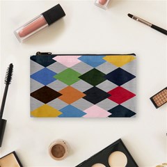 Leather Colorful Diamond Design Cosmetic Bag (small)  by Nexatart