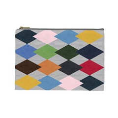 Leather Colorful Diamond Design Cosmetic Bag (large)  by Nexatart