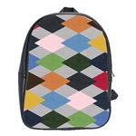 Leather Colorful Diamond Design School Bags(Large)  Front