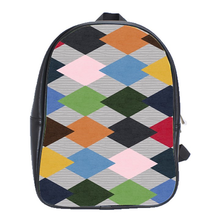 Leather Colorful Diamond Design School Bags(Large) 