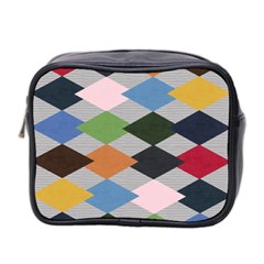 Leather Colorful Diamond Design Mini Toiletries Bag 2-side by Nexatart