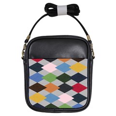 Leather Colorful Diamond Design Girls Sling Bags by Nexatart