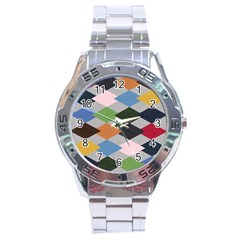 Leather Colorful Diamond Design Stainless Steel Analogue Watch by Nexatart