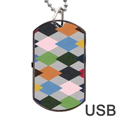 Leather Colorful Diamond Design Dog Tag Usb Flash (one Side) by Nexatart