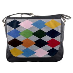 Leather Colorful Diamond Design Messenger Bags by Nexatart