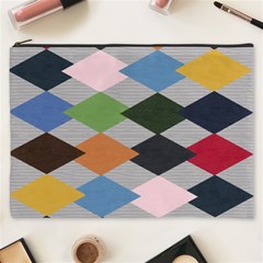 Leather Colorful Diamond Design Cosmetic Bag (xxxl)  by Nexatart