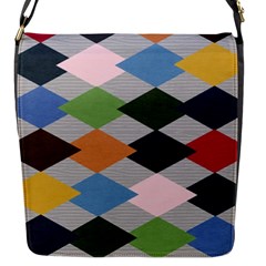 Leather Colorful Diamond Design Flap Messenger Bag (s) by Nexatart