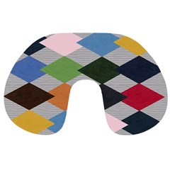 Leather Colorful Diamond Design Travel Neck Pillows by Nexatart