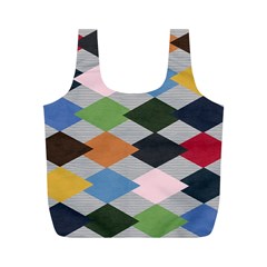 Leather Colorful Diamond Design Full Print Recycle Bags (m)  by Nexatart