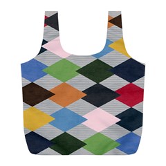 Leather Colorful Diamond Design Full Print Recycle Bags (l)  by Nexatart