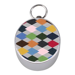 Leather Colorful Diamond Design Mini Silver Compasses by Nexatart