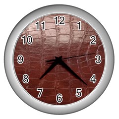 Leather Snake Skin Texture Wall Clocks (silver)  by Nexatart