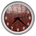 Leather Snake Skin Texture Wall Clocks (Silver)  Front