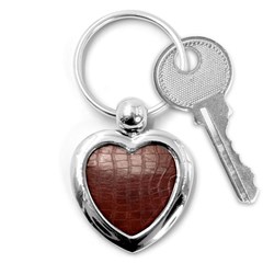 Leather Snake Skin Texture Key Chains (heart)  by Nexatart