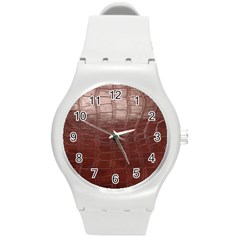 Leather Snake Skin Texture Round Plastic Sport Watch (m)