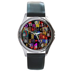 Letters A Abc Alphabet Literacy Round Metal Watch by Nexatart