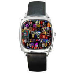 Letters A Abc Alphabet Literacy Square Metal Watch by Nexatart