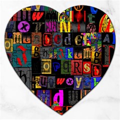 Letters A Abc Alphabet Literacy Jigsaw Puzzle (heart) by Nexatart