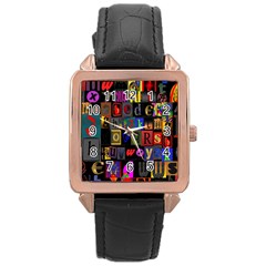 Letters A Abc Alphabet Literacy Rose Gold Leather Watch  by Nexatart