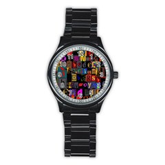 Letters A Abc Alphabet Literacy Stainless Steel Round Watch by Nexatart