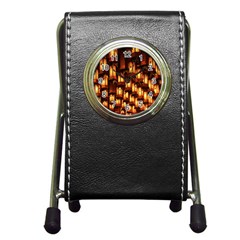 Light Art Pattern Lamp Pen Holder Desk Clocks by Nexatart