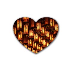 Light Art Pattern Lamp Heart Coaster (4 Pack)  by Nexatart