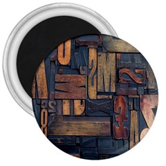 Letters Wooden Old Artwork Vintage 3  Magnets by Nexatart