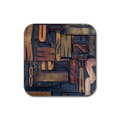 Letters Wooden Old Artwork Vintage Rubber Coaster (square)  by Nexatart