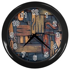 Letters Wooden Old Artwork Vintage Wall Clocks (black) by Nexatart