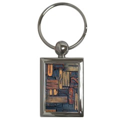 Letters Wooden Old Artwork Vintage Key Chains (rectangle)  by Nexatart