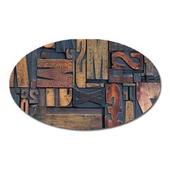 Letters Wooden Old Artwork Vintage Oval Magnet by Nexatart