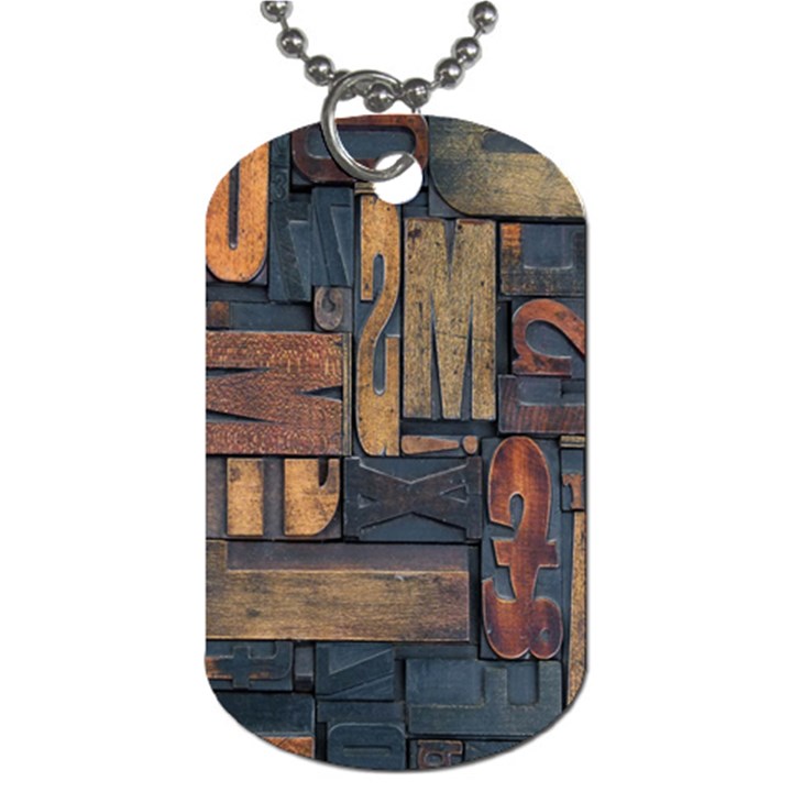 Letters Wooden Old Artwork Vintage Dog Tag (One Side)