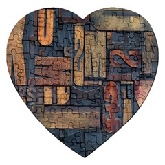 Letters Wooden Old Artwork Vintage Jigsaw Puzzle (heart) by Nexatart