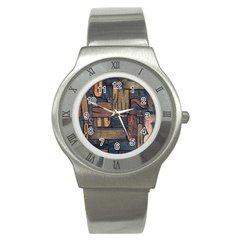 Letters Wooden Old Artwork Vintage Stainless Steel Watch by Nexatart