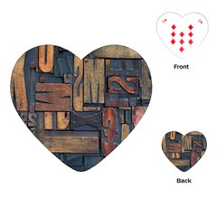 Letters Wooden Old Artwork Vintage Playing Cards (heart)  by Nexatart