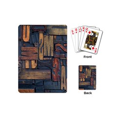 Letters Wooden Old Artwork Vintage Playing Cards (mini)  by Nexatart