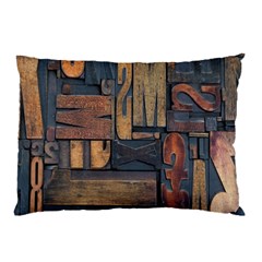 Letters Wooden Old Artwork Vintage Pillow Case (two Sides) by Nexatart