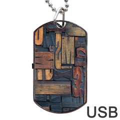 Letters Wooden Old Artwork Vintage Dog Tag Usb Flash (one Side) by Nexatart